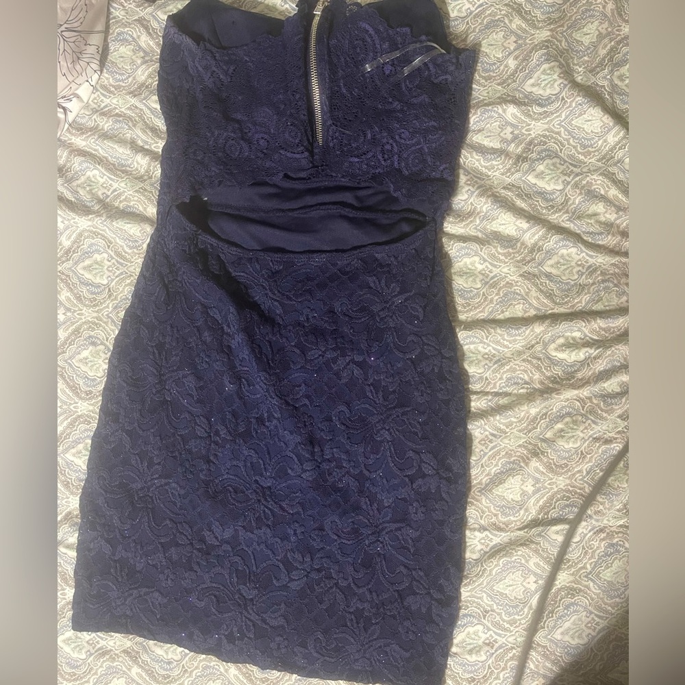 David’s bridal navy blue homecoming dress